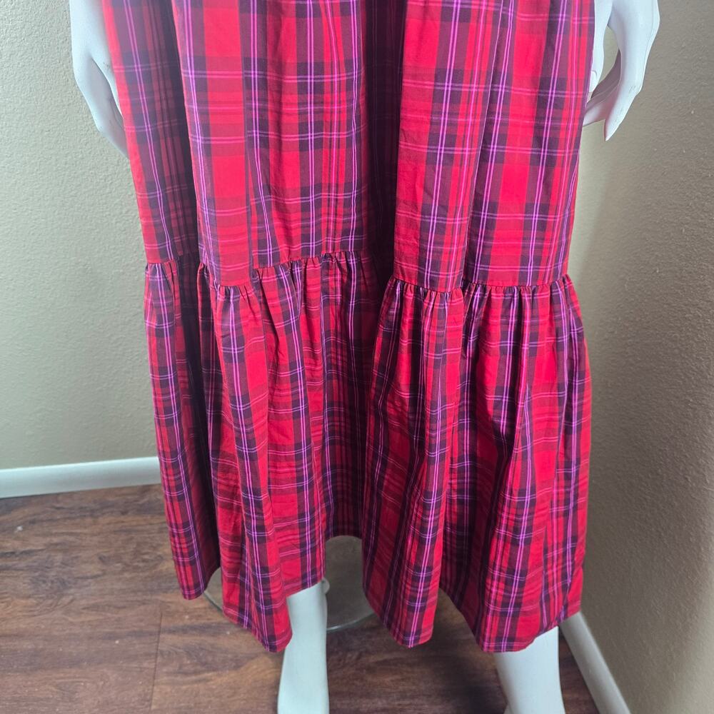 Draper James Kimberly Off-Shoulder Tie-Waist Smocked Neck Dress in Angie Plaid - Picture 8 of 9